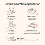 Diagram showing how to use Bare Intent's reusable neck anti-wrinkle patches