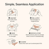 Diagram showing how to use Bare Intent's reusable chest anti-wrinkle patches