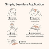 Diagram showing how to use Bare Intent's reusable forehead anti-wrinkle patches