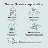 Diagram showing how to use Bare Intent's reusable 100% medical-grade silicone mouth and lips anti-wrinkle patches