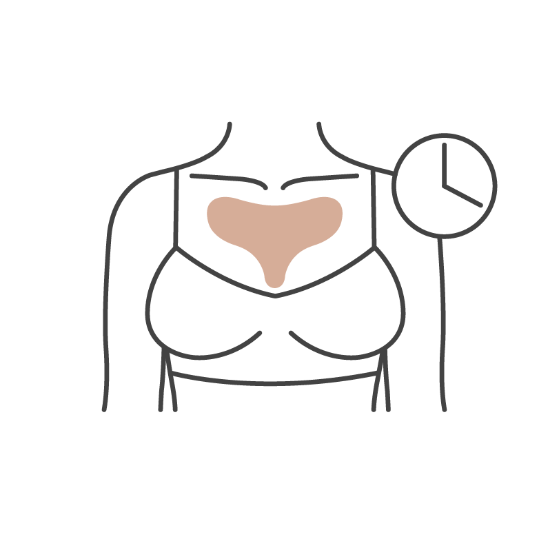 Step-by-step visual guide to applying Bare Intent chest patches for best results - Apply patch, smooth out and wear for 1-4 hours, or overnight for best results