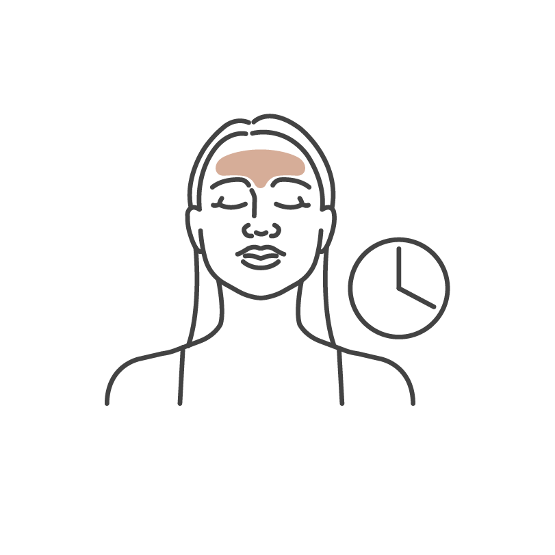 Step-by-step visual guide to applying Bare Intent forehead patches for best results - Apply patch, smooth out and wear for 1-4 hours, or overnight for best results